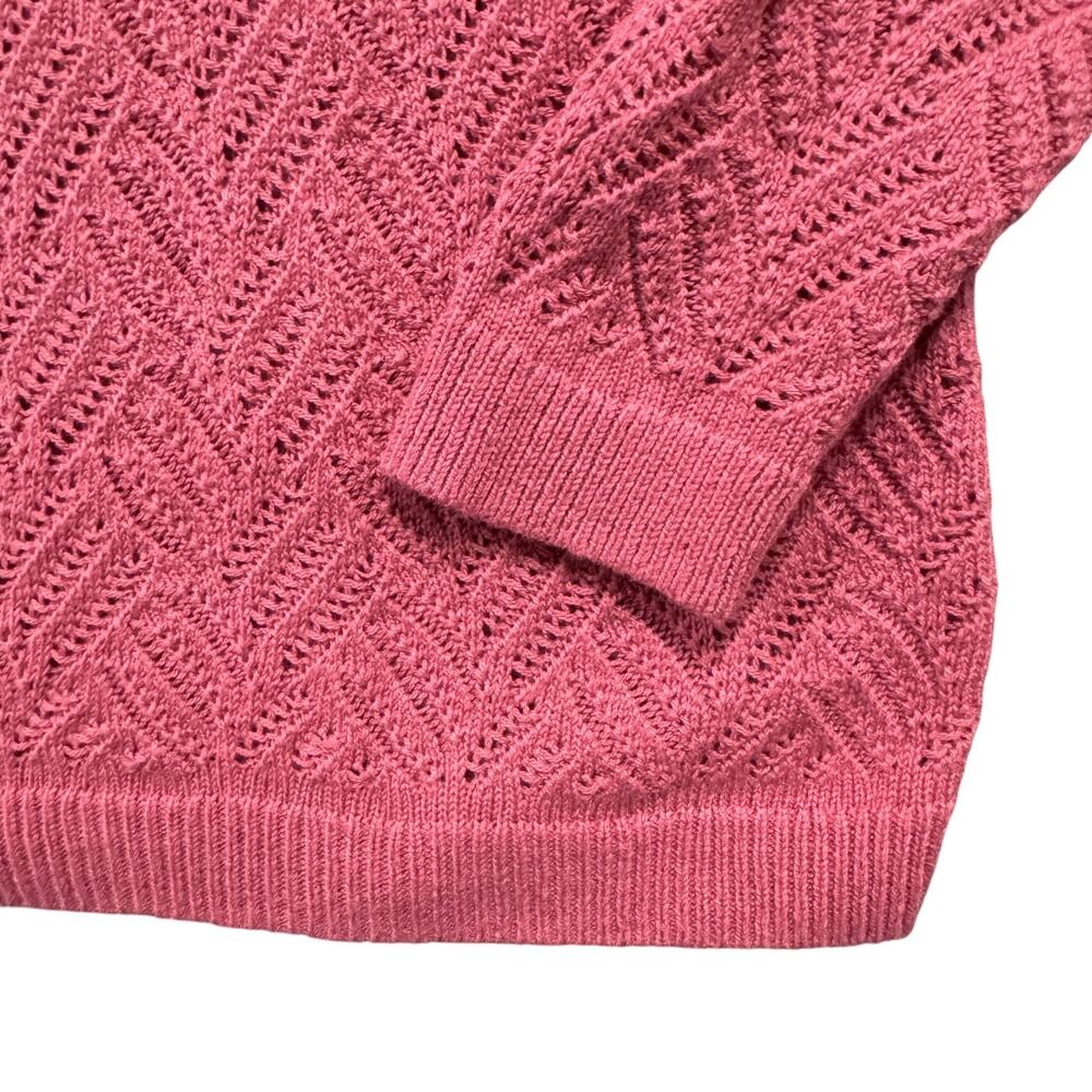 Talbots Pointelle Raspberry Pink Ruffle Neck Pullover Sweater P Small - Picture 5 of 8